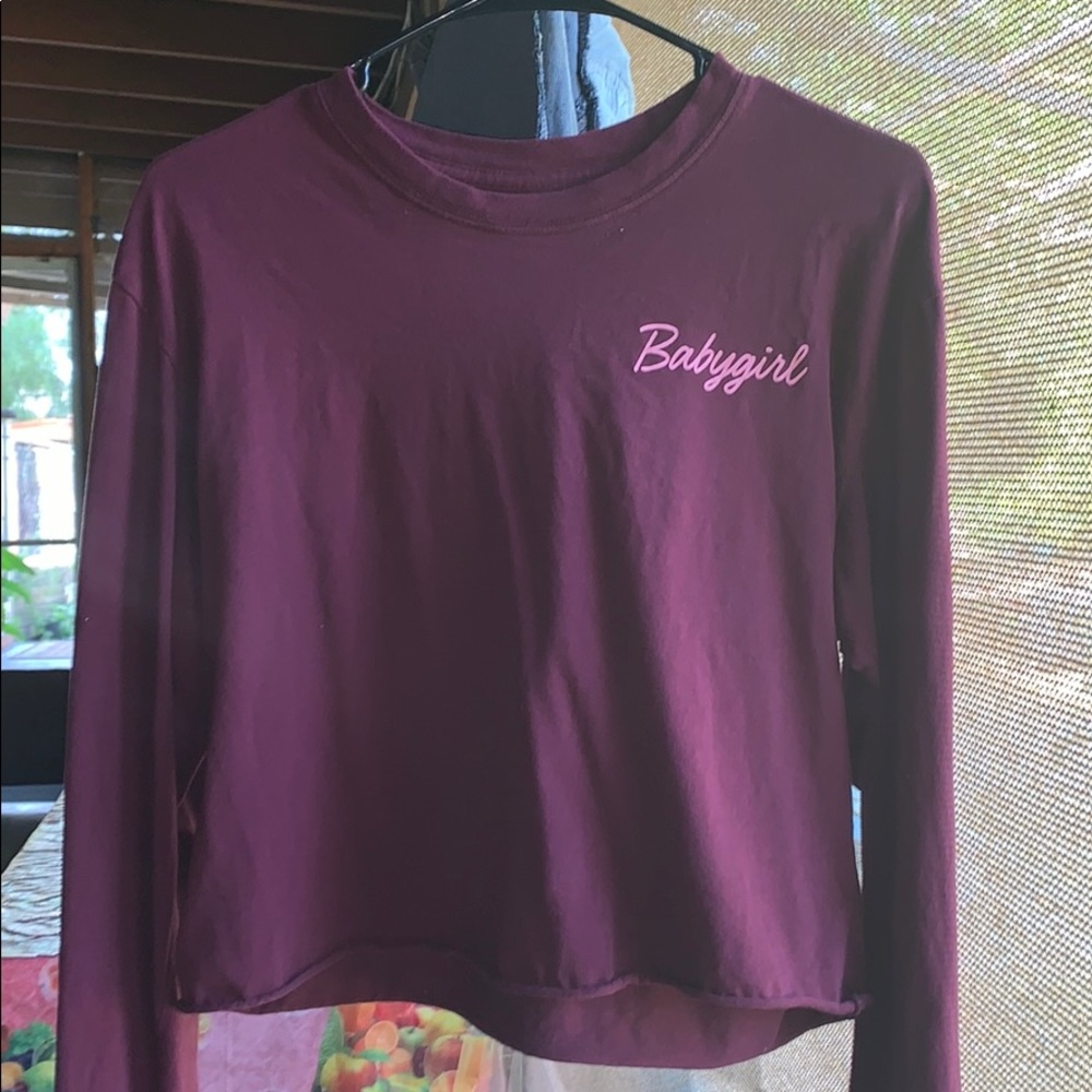 Two babygirl shirt, one navy blue and one maroon